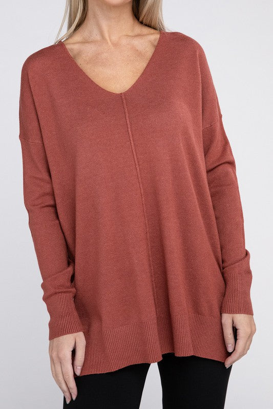 Garment Dyed Front Seam Sweater: Effortless Elegance for Everyday Chic