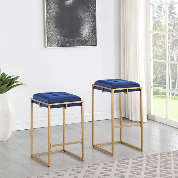 Blue & Gold Square Counter Stools (2-Pack)