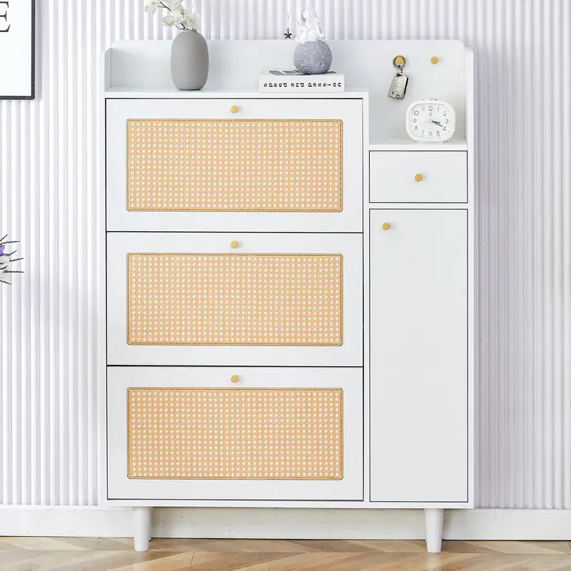 Modern Rattan Shoe Cabinet & Storage - Minimalist Home Furniture (GZ-DI-03)