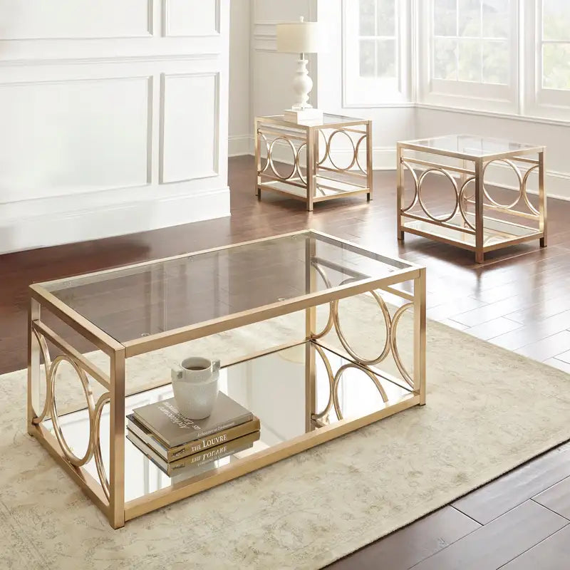 Olympia 3-Piece Gold Metal Table Set