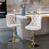 Beige Velvet Swivel Barstools, Adjustable Height, Modern Upholstered with Backs, Set of 2 - Minihomy