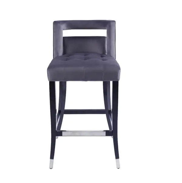 Suede Velvet Barstools with Nailheads - 2-Piece Set, 30" Seat Height