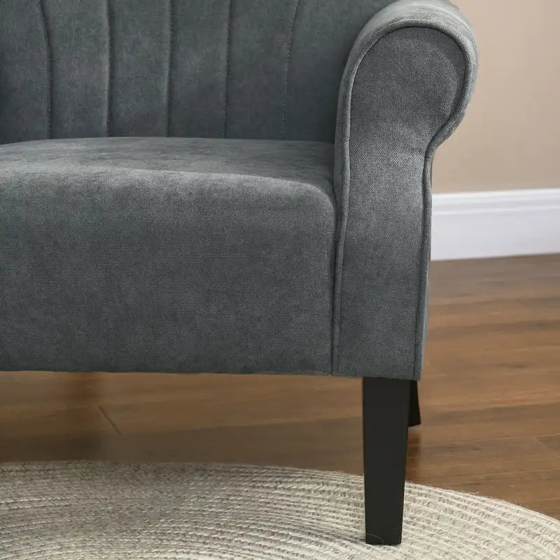 Mid-Century Modern Accent Chair - Dark Gray Fabric Armchair with Wood Legs