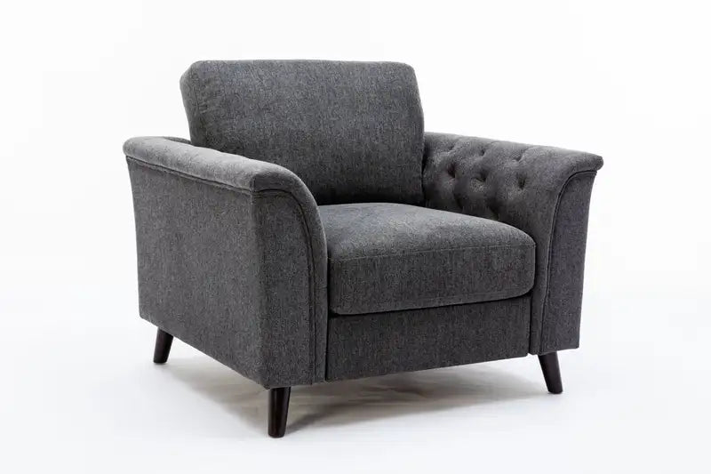 Stanton Dark Gray Linen Tufted Arm Chair (36.5")