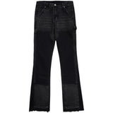 Micro Flared Patchwork Raw Edge Jeans