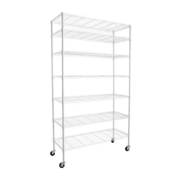 Heavy Duty 7-Tier Wire Shelving Unit (2450 lbs) - Adjustable, White