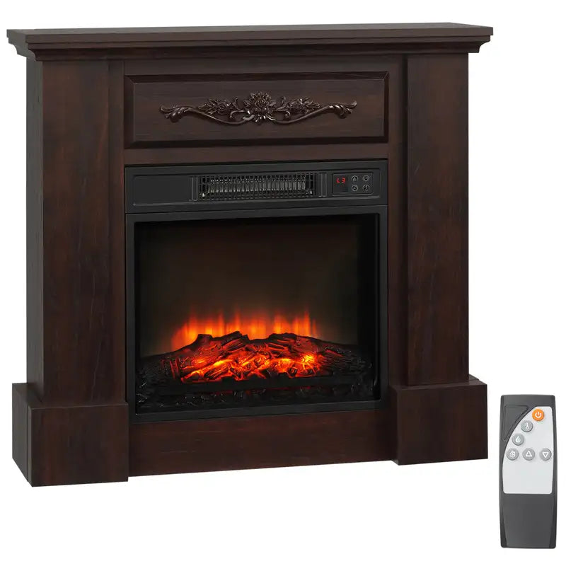 HOMCOM 32" Electric Fireplace Mantel with Remote & 1400W Heater