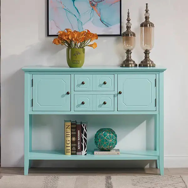 Aqua Green Buffet Sideboard Cabinet with Doors - Entryway & Living Room Storage