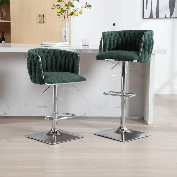 Vintage Bar Stools with Backrests & Footrests - 2-Piece Set