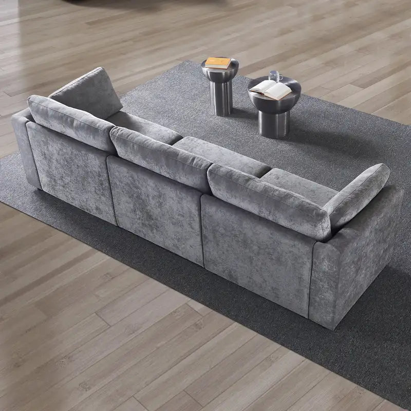 Grey Chenille Modular Sofa: Simple, Soft, Knock-Down Design