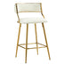 Beige Corduroy Counter Height Bar Stools (Set of 2) - Gold Base, Back & Footrest - Minihomy