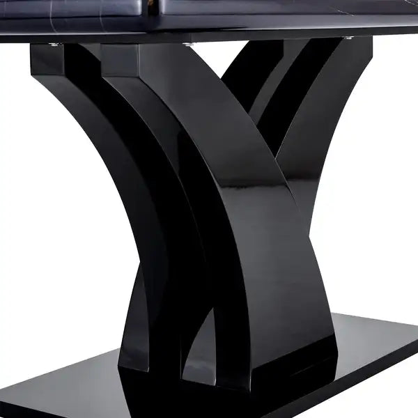 Black Modern Dining Table with MDF Legs - F-790 for Home & Office - Minihomy