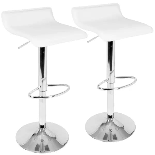 LumiSource Ale White PU Leather Adjustable Bar Stools (Set of 2)