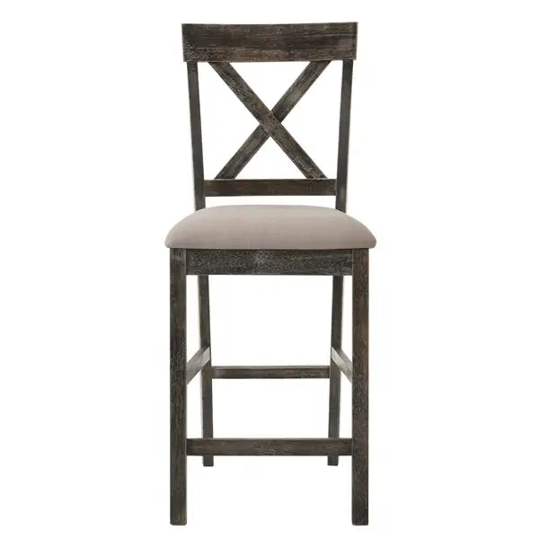 Cross Back Counter Height Stools (Set of 2) - Tan & Weathered Grey