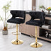 Black Velvet Bar Stools with Back & Footrest - Counter Height - Set of 2 - Minihomy