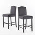 27" Upholstered Bar Stools with Nailhead Trim - Dark Charcoal & Walnut - Set of 2 - Minihomy