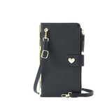 Mobile Phone Bags With Transparent Touch Screen Love Buckle Long Wallet Women Multifunctional Crossbody Shoulder Bag