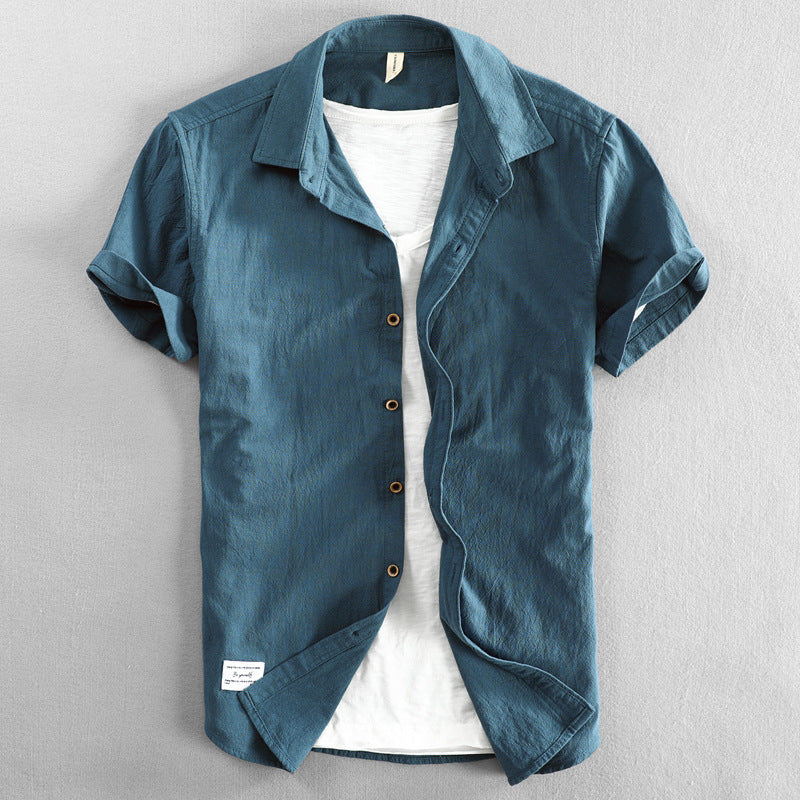 Casual Loose Lapels Outer Wear Half Sleeve Top For Men