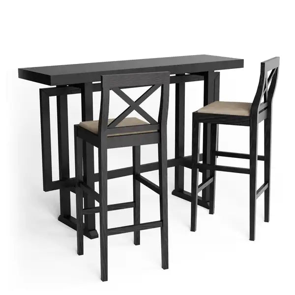 Black Bar Table with Chairs - Entryway Table, Hallway, Foyer, Living Room, Kitchen Dining Table