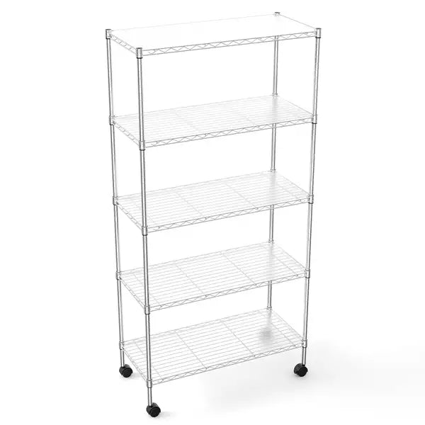 Heavy Duty 5-Tier Wire Shelving Unit - Chrome Steel Storage Rack for Garage, Kitchen, Office