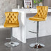 Gold Velvet Barstools Set of 2 - Adjustable Height, Tufted Back, Chrome Base for Kitchen Island - Minihomy