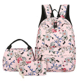 Floral Bags 3pcs Schoolbag Backpack Lunch Bag And Wallets: Your Stylish Companion for Every Adventure