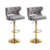 Grey Velvet Counter Height Bar Stools with Backrests & Footrests (Set of 2) - Minihomy