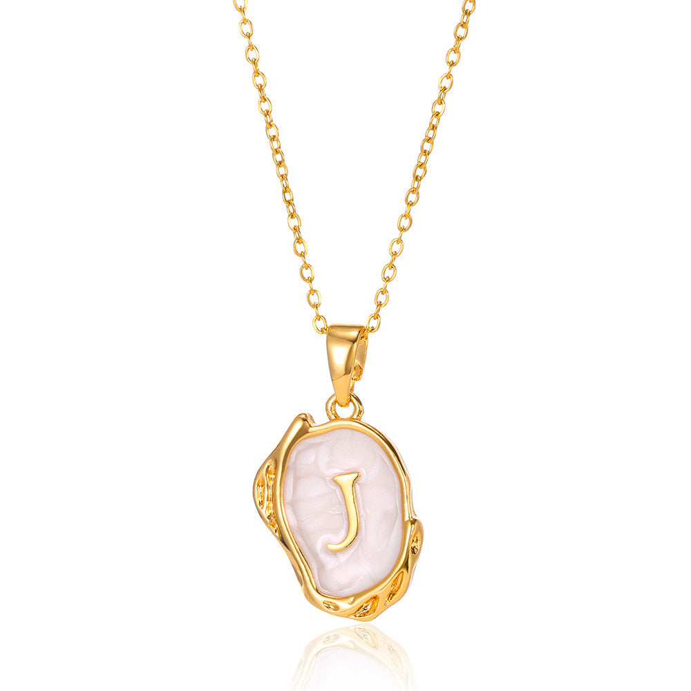 Simple 26 Letters Drop Oil Three-dimensional Necklace: Personalized Elegance