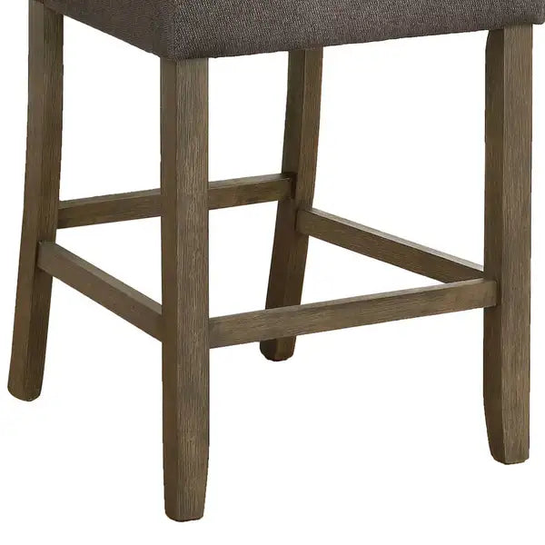 Gray Counter Height Stools with Button Tufted Rolled Back (Set of 2) - Minihomy