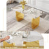 Gold Metal Dining Table & Chair Set - Rock Plate Top, Modern Simple Design, Comfortable Seating - Minihomy