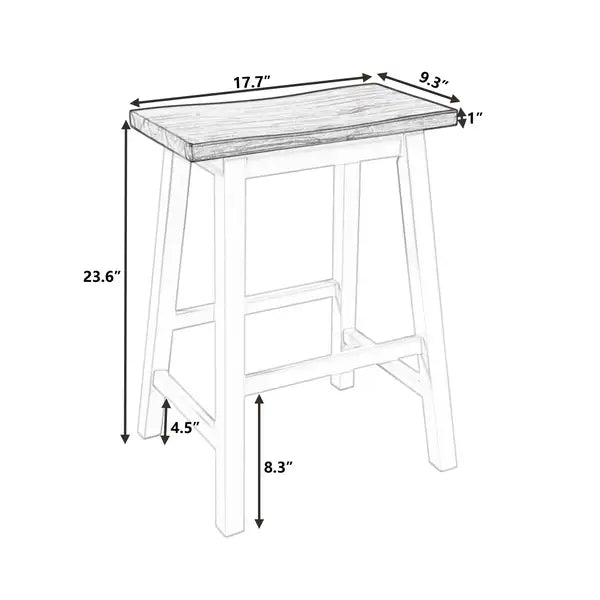 Rustic Farmhouse Counter Height Stools (Set of 2) - Walnut Wood, Small Space Dining