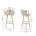 26 Inch Velvet Bar Stools Set of 2, Chrome Base & Footrest, Golden Legs, Cream - Minihomy