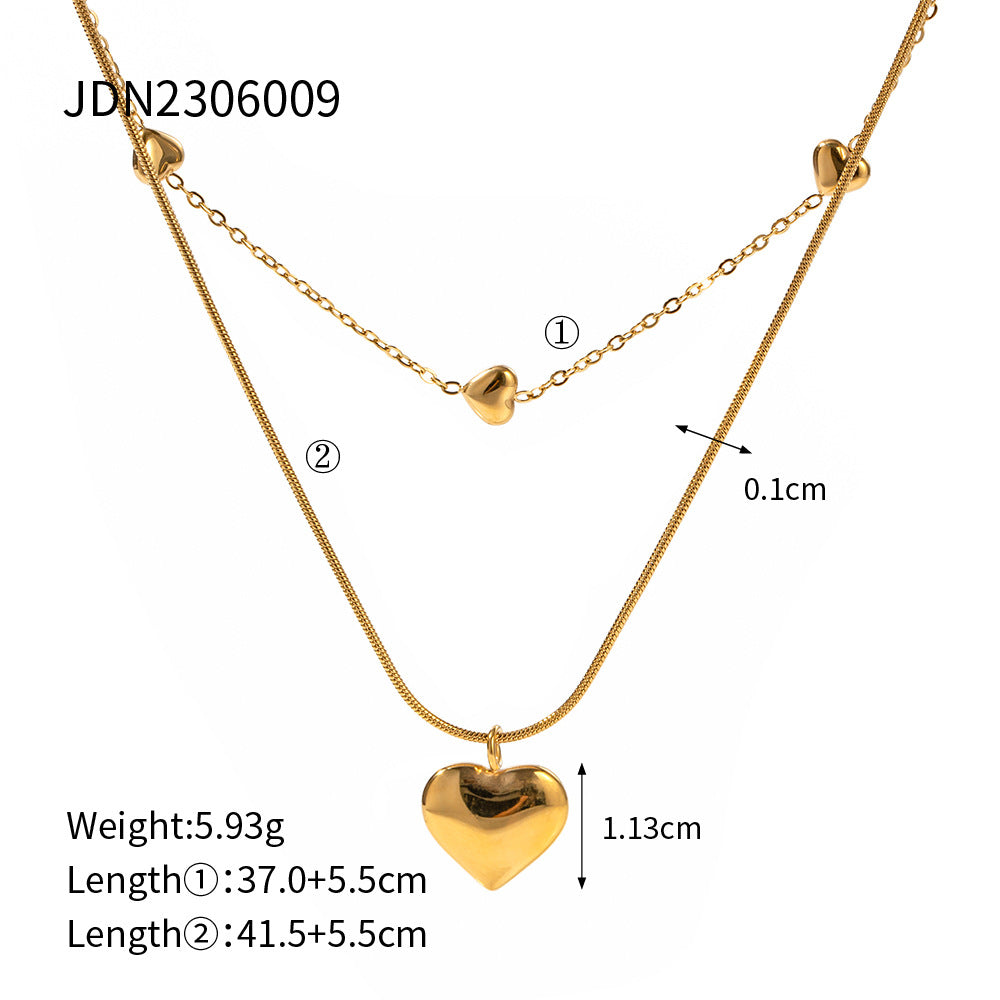 Love Double-layer Necklace 18K Gold-plated Collarbone Necklace