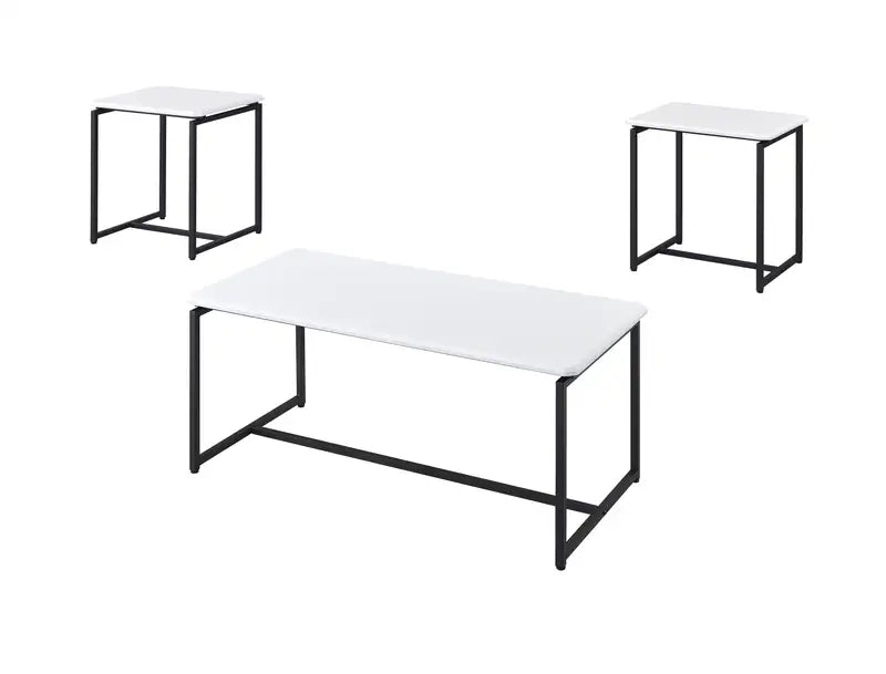 White Carbon Fiber Coffee & End Table Set (3-Piece)