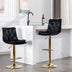 Adjustable Swivel Bar Stools Set of 2, Velvet Seat with Chrome Base & Footrest, Black & Gold - Minihomy