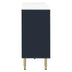 Modern Sideboard Buffet Cabinet with Marble Top & Amber Glass Doors (Navy Blue) - Gold Legs & Handles - Minihomy