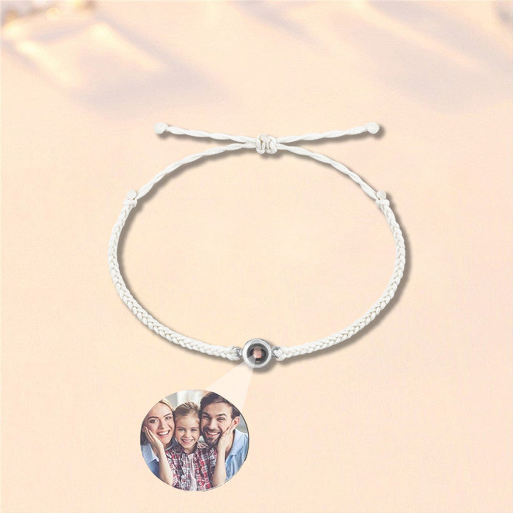 Custom Photo Projection Bracelet - Hand-Woven Jewelry for Lovers, Personalized Valentine's Day Gift