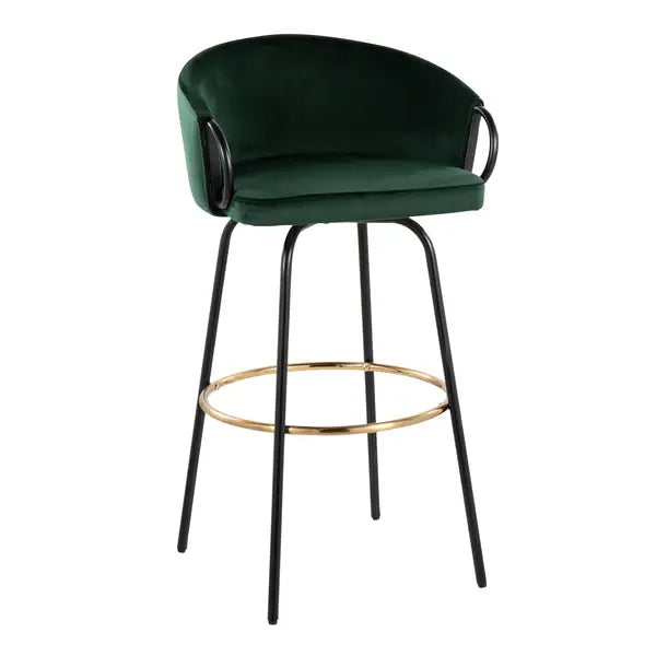 LumiSource Claire Emerald Green Velvet Barstools - Set of 2