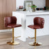 A&A Furniture Swivel Barstools | Adjustable Height, PU Leather, Tufted Back, Wine Red, Set of 2 - Minihomy