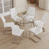 Modern Glass Dining Table & 6 PU Leather Chairs Set - Minimalist Round Tempered Glass with Chrome Legs - Minihomy