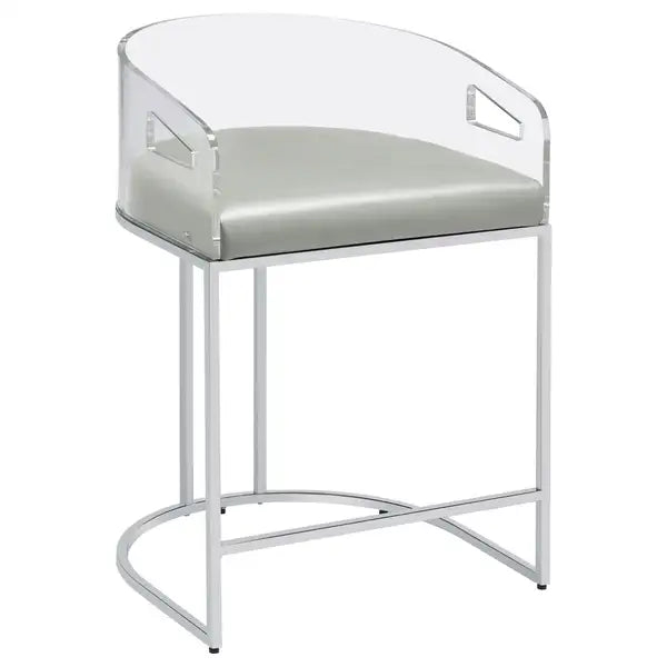 Grey & Chrome Acrylic Bar Stools (Set of 2)