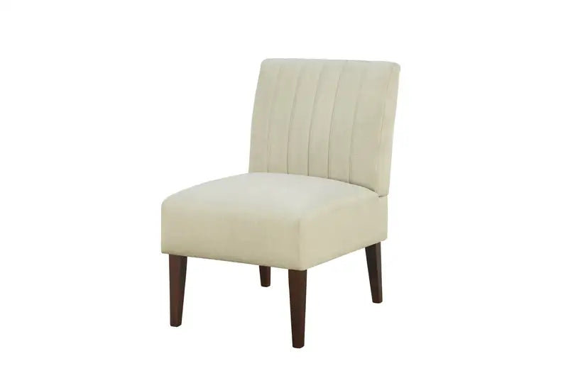 Beige Plush Accent Chair - Comfortable Armless Living Room Chair