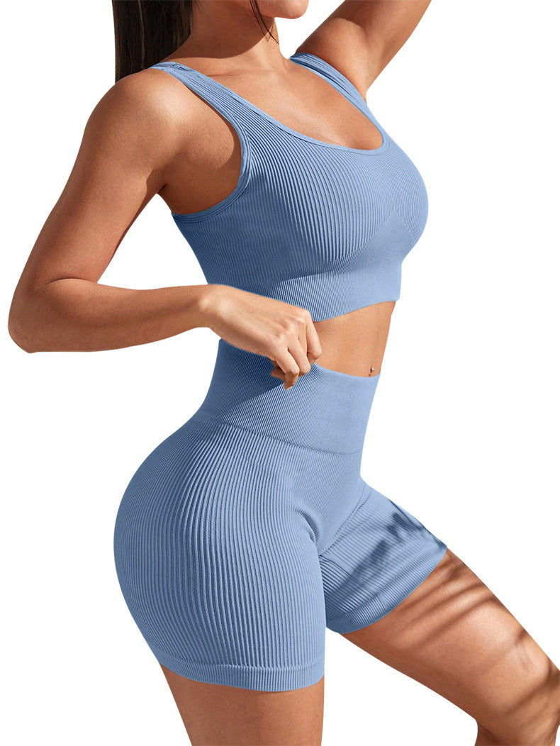 Seamless Yoga Exercise Top Tight Moisture Absorption High Waist Hip Lift Yoga Pants Fitness Suit