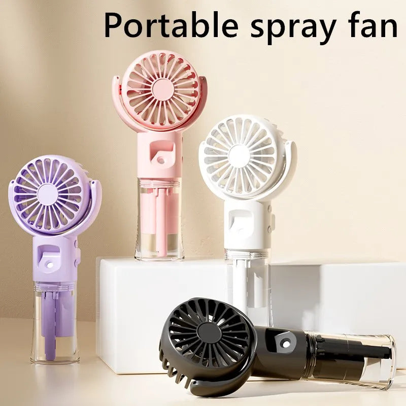 Portable Handheld Spray Fan: 4-Speed Misting Fan for Summer Cooling & Outdoor Use (USB Rechargeable) - Minihomy