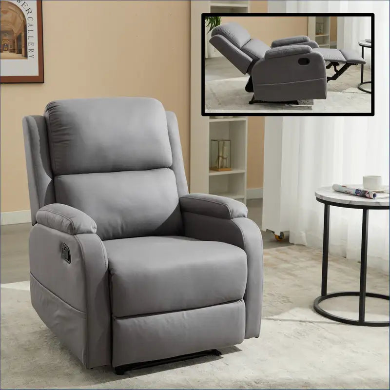 Manual Recliner Chair - Gray Home Theater Seating Sofa