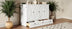 Pine Murphy Bed with Charging Station, Storage & Cube Cabinet - Full, White - Minihomy