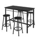 Black 5-Piece Rural Kitchen Table Set with Bar Stools - Metal Frame & MDF - Minihomy