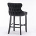 Contemporary Velvet Wingback Barstools with Button Tufted Back, Chrome Nailhead Trim - Set of 4 (Black) - Minihomy