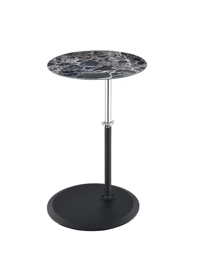 Orbit 15.5" Adjustable Height End Table, Black Marble Top