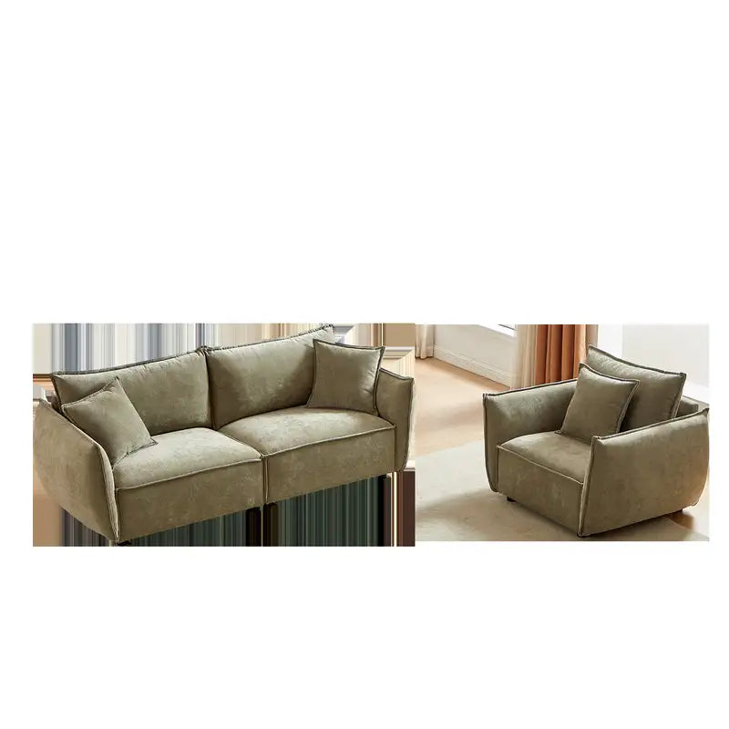 Modern Linen Sofa Set: 3+1 Seater, Wooden Frame, Pillows